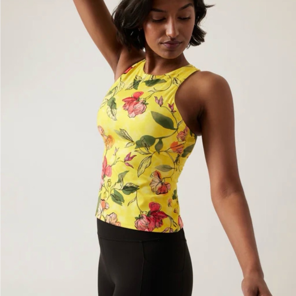 Athleta Yellow Floral Tank Top